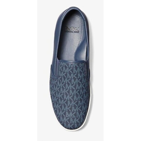 Michael Kors CAL Slip on Fashion Sneakers Men's Blue 100% Leather  Round Toe - Picture 5 of 5